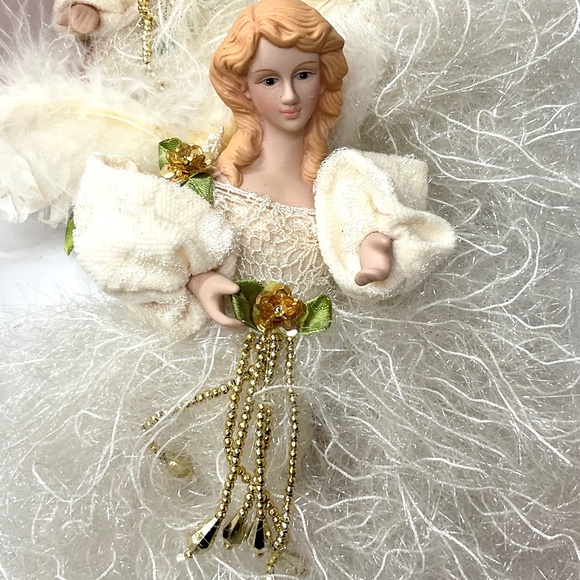 Vintage Victorian Angel Ornament Set of 7 – Feather Skirt Ladies Christmas Decor - Picture 8 of 16